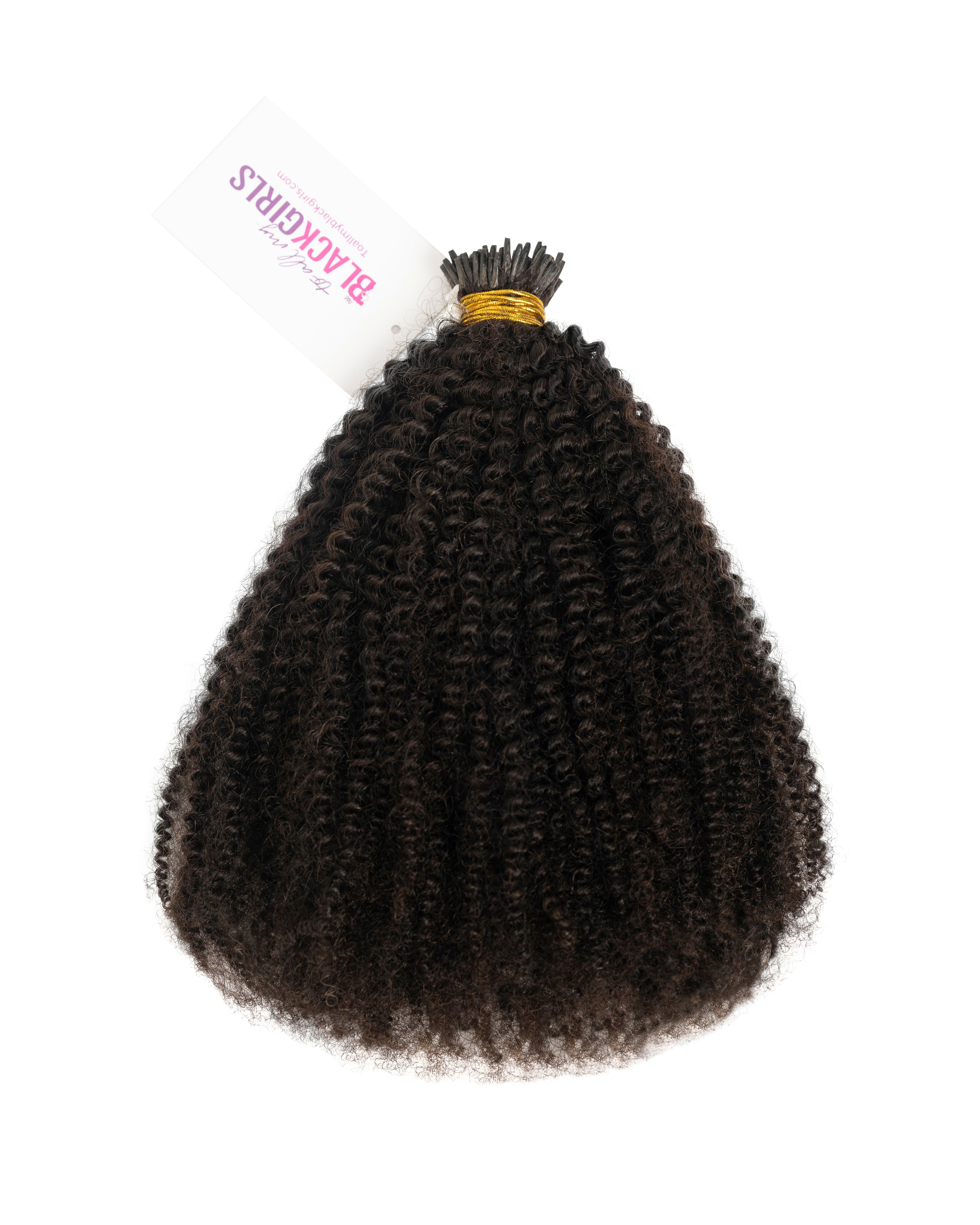 Curly Microlinks (I-tip) Hair Extensions- Natural Kinky, Curly, Coily, Coarse, Yaki & Afro
