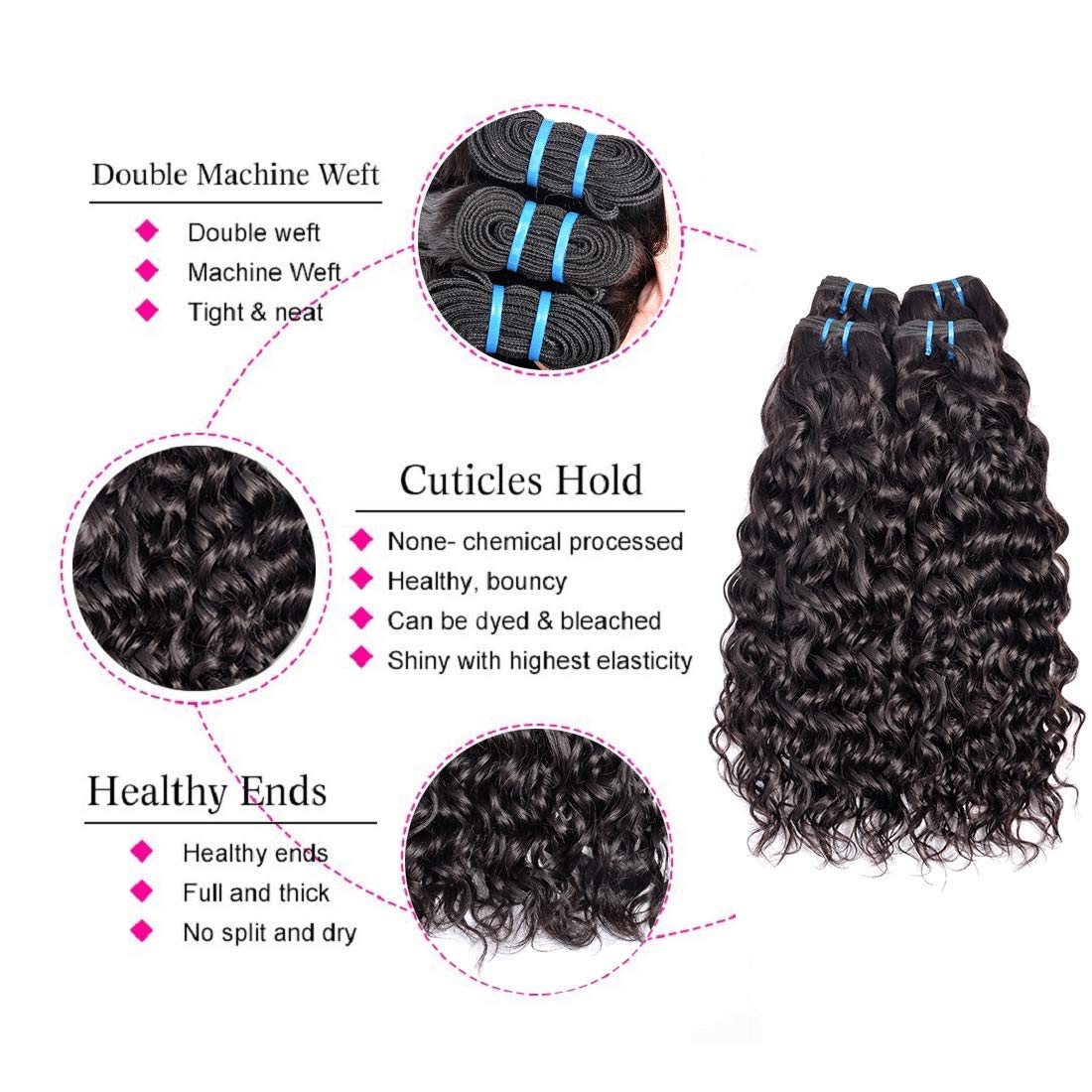 Brazilian Curly Wavy Wefts (Bundles/Weave)