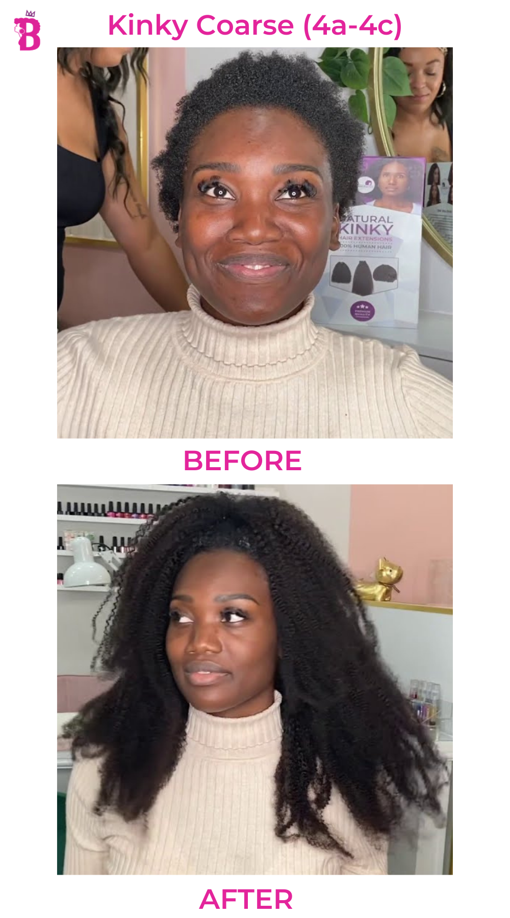 Curly Microlinks (I-tip) Hair Extensions- Natural Kinky, Curly, Coily, Coarse, Yaki & Afro