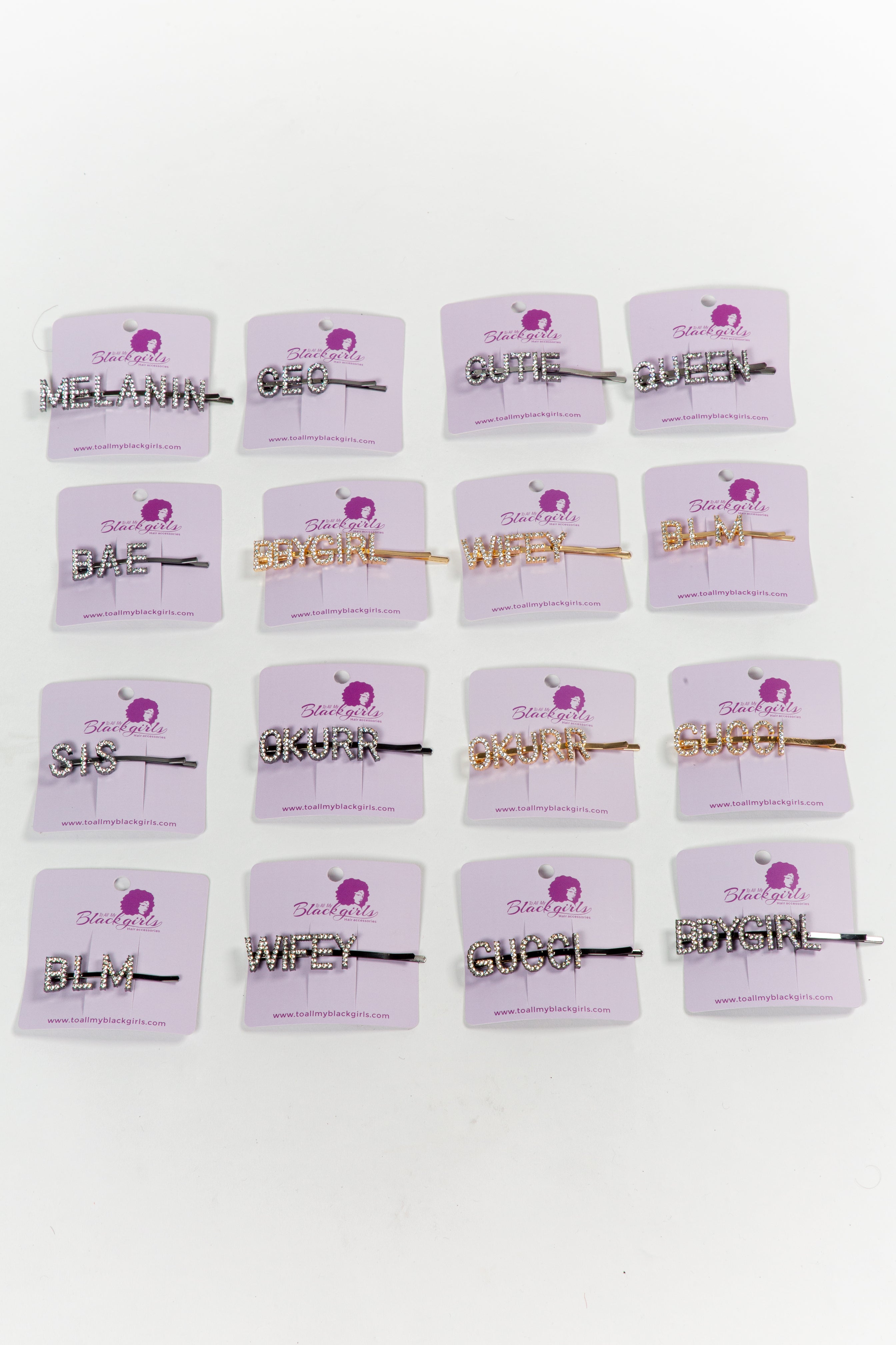 Word/Slogan Hair Clip Diamante Rhinestone Bobby Pin (Non-Toxic Bling)