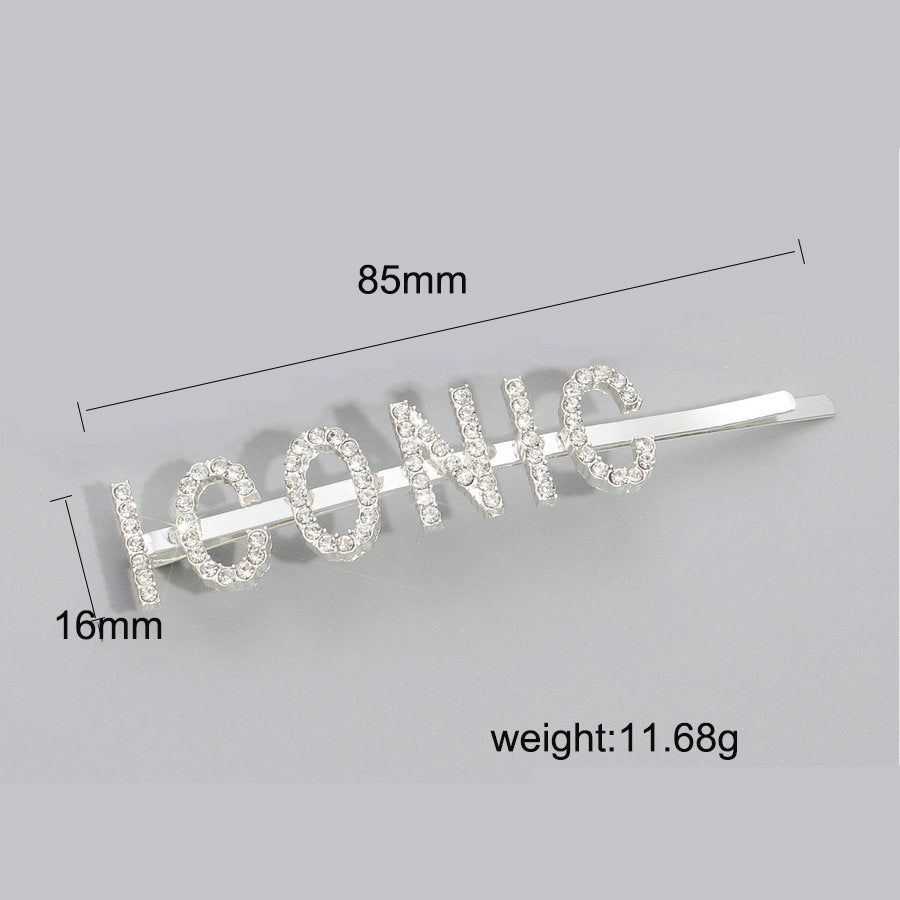 Word/Slogan Hair Clip Diamante Rhinestone Bobby Pin (Non-Toxic Bling)