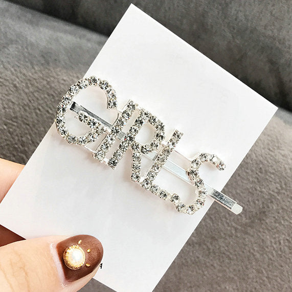 Word/Slogan Hair Clip Diamante Rhinestone Bobby Pin (Non-Toxic Bling)