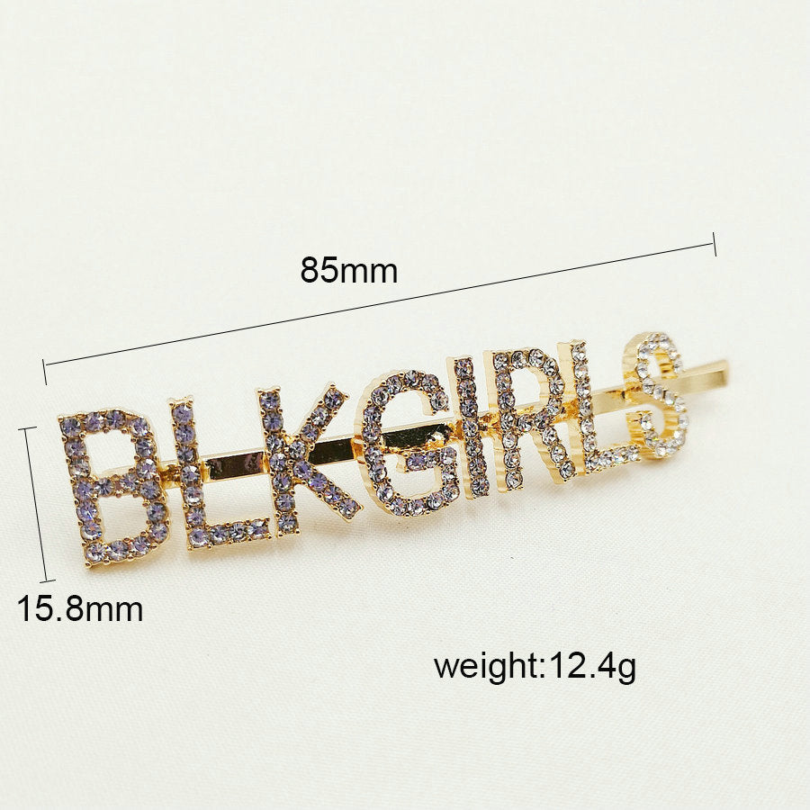 Word/Slogan Hair Clip Diamante Rhinestone Bobby Pin (Non-Toxic Bling)