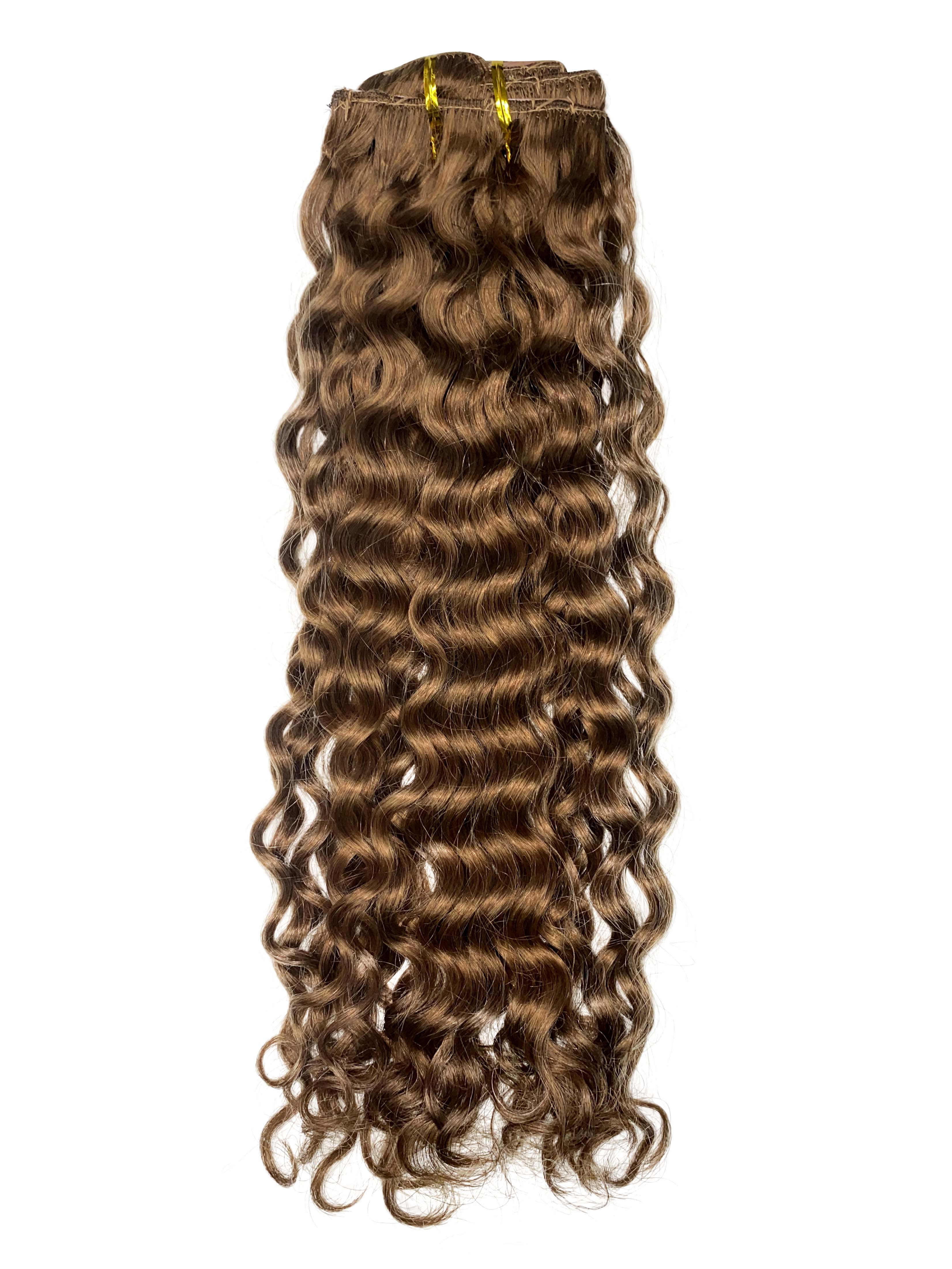 Brown Bazilian curly clip-ins