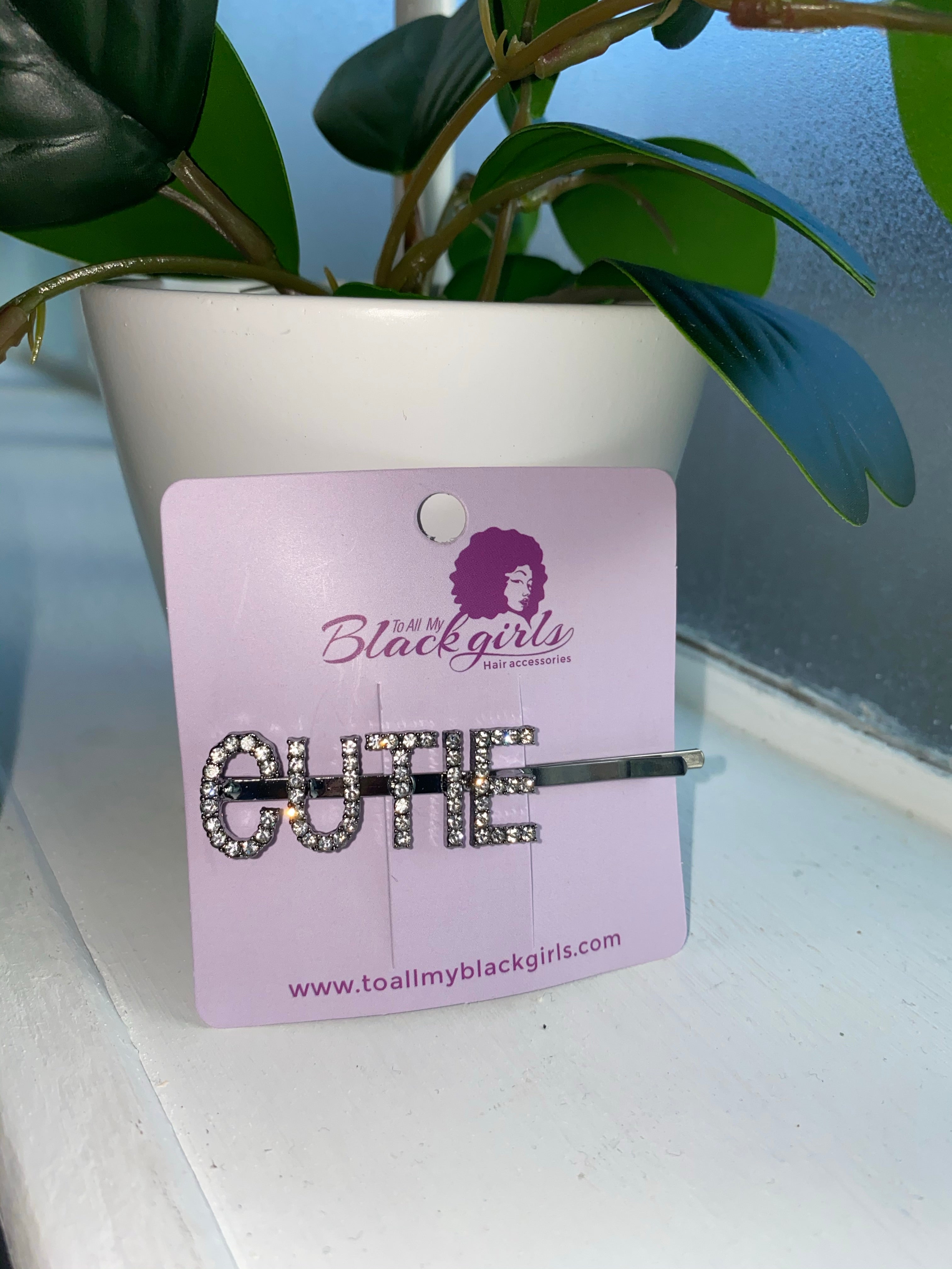 Word/Slogan Hair Clip Diamante Rhinestone Bobby Pin (Non-Toxic Bling)