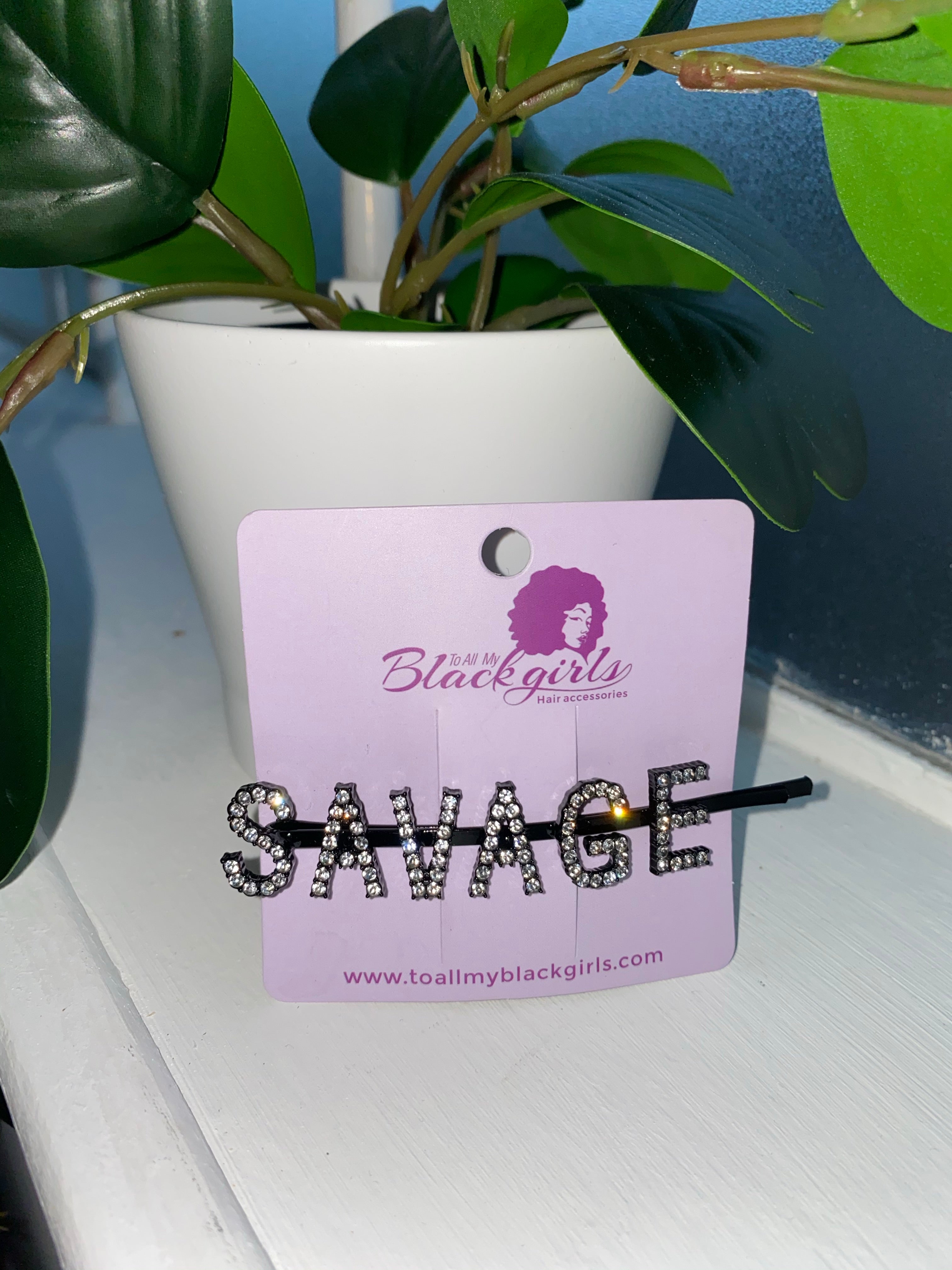 Word/Slogan Hair Clip Diamante Rhinestone Bobby Pin (Non-Toxic Bling)