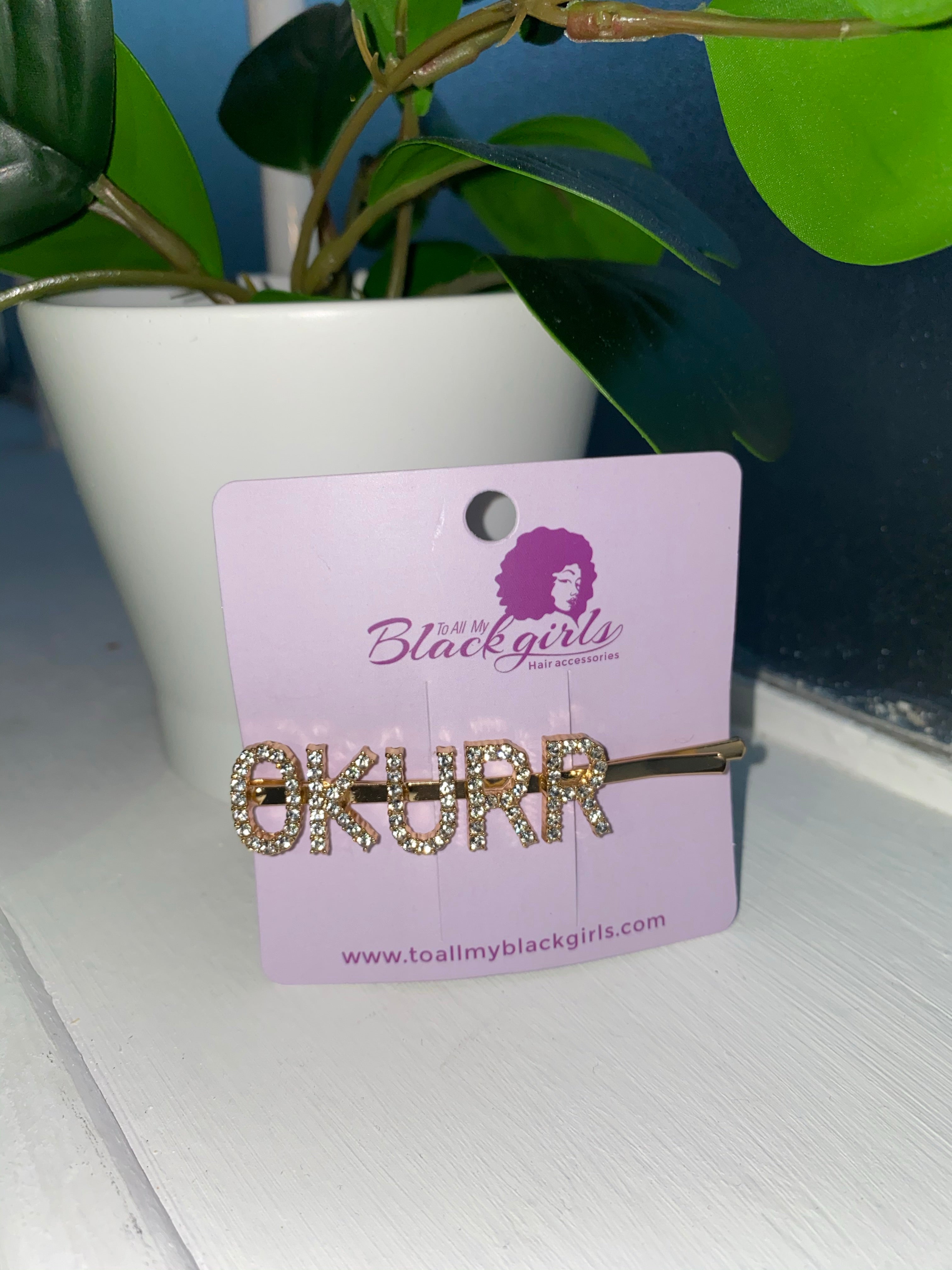 Word/Slogan Hair Clip Diamante Rhinestone Bobby Pin (Non-Toxic Bling)