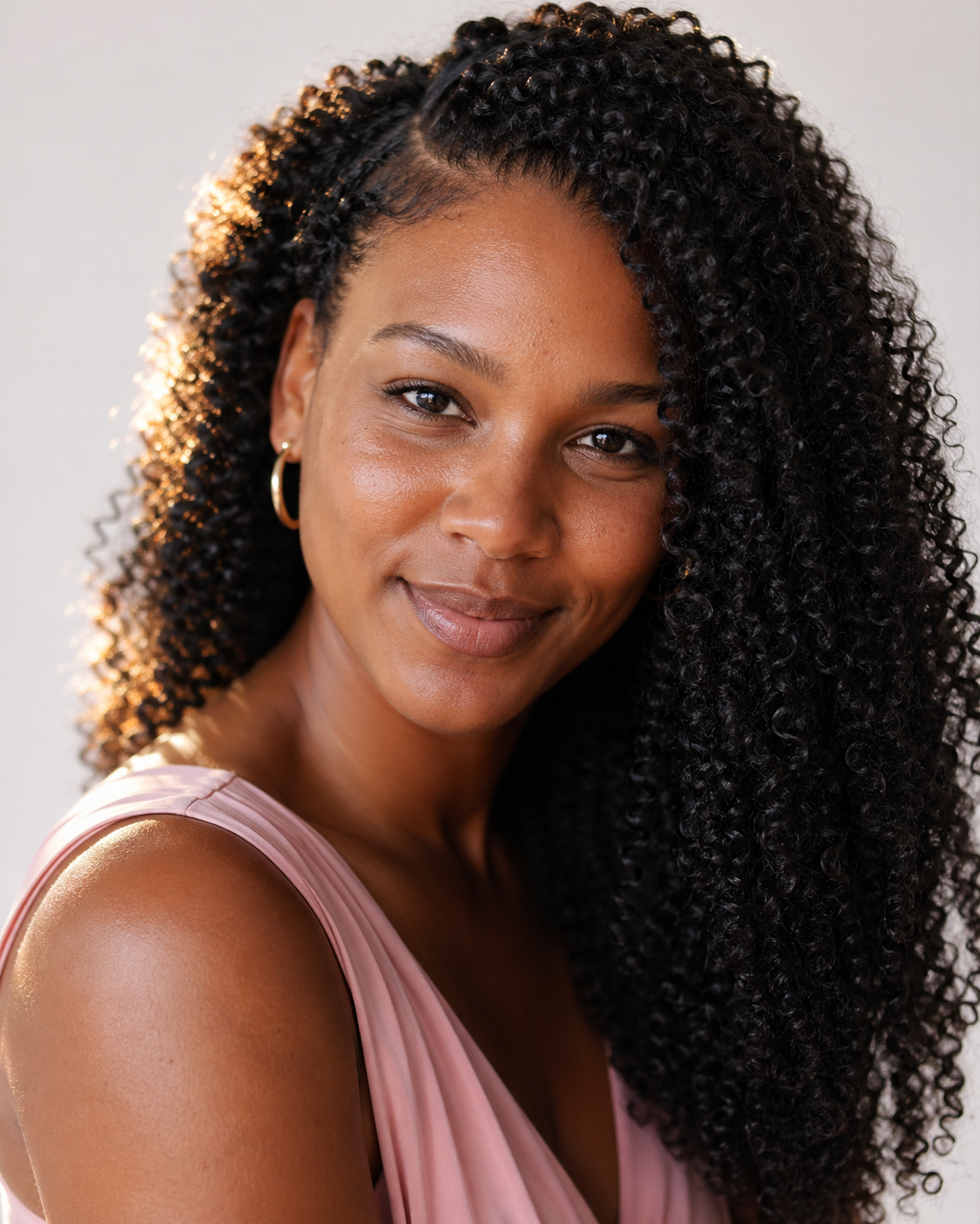 a black woman wearing kinky curly tape-ins