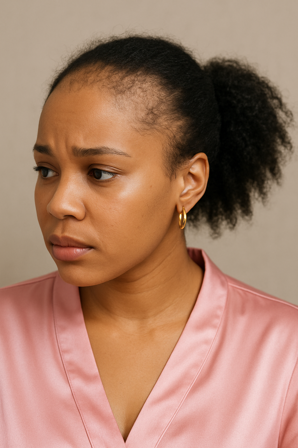 A black girl with bald edges