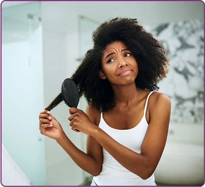 a woman with natural heat damage