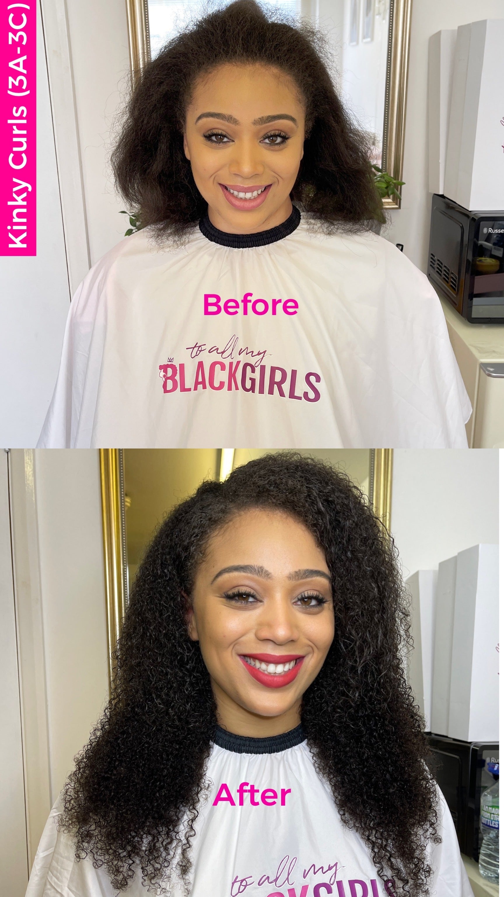 a black girl's hair before and after microlinks