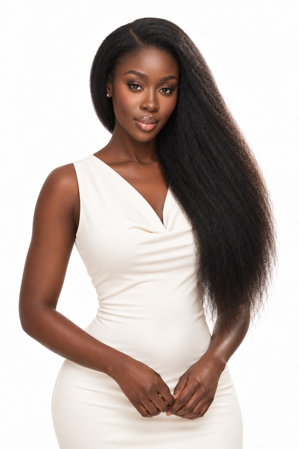 Kinky Straight Yaki Lace Front Glueless Wig 13x4/ 5x5