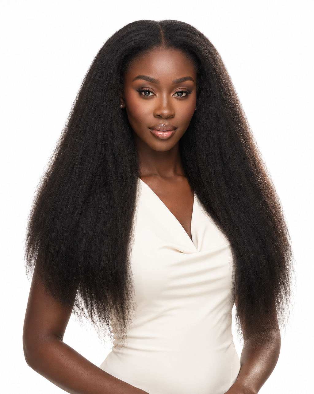 Kinky Straight Yaki Lace Front Glueless Wig 13x4/ 5x5