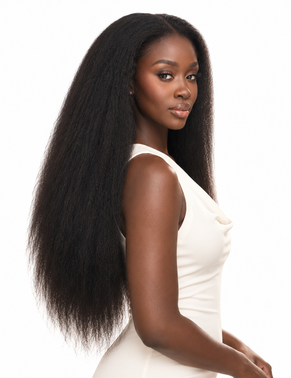 Kinky Straight Yaki Lace Front Glueless Wig 13x4/ 5x5