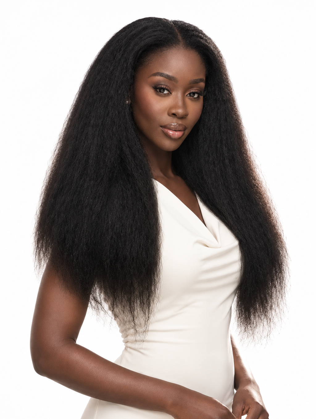 Kinky Straight Yaki Lace Front Glueless Wig 13x4/ 5x5