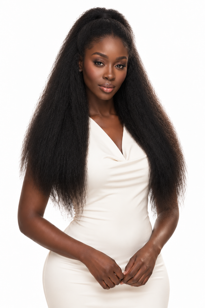 Kinky Straight Yaki Lace Front Glueless Wig 13x4/ 5x5