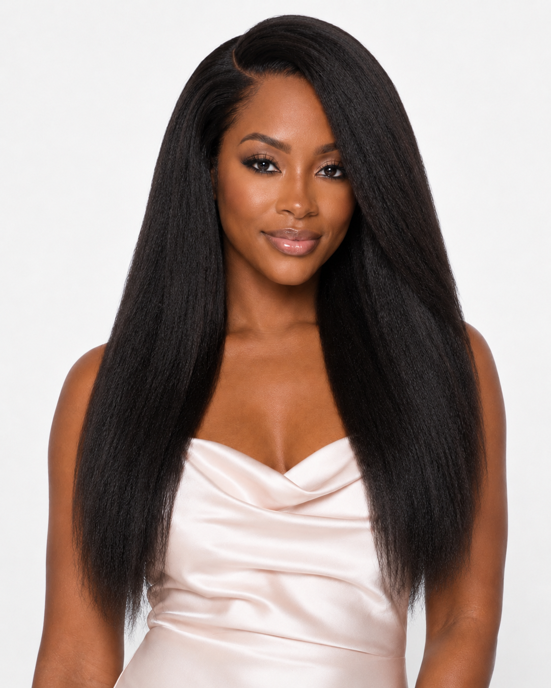 Kinky Straight Yaki Lace Front Glueless Wig 13x4/ 5x5