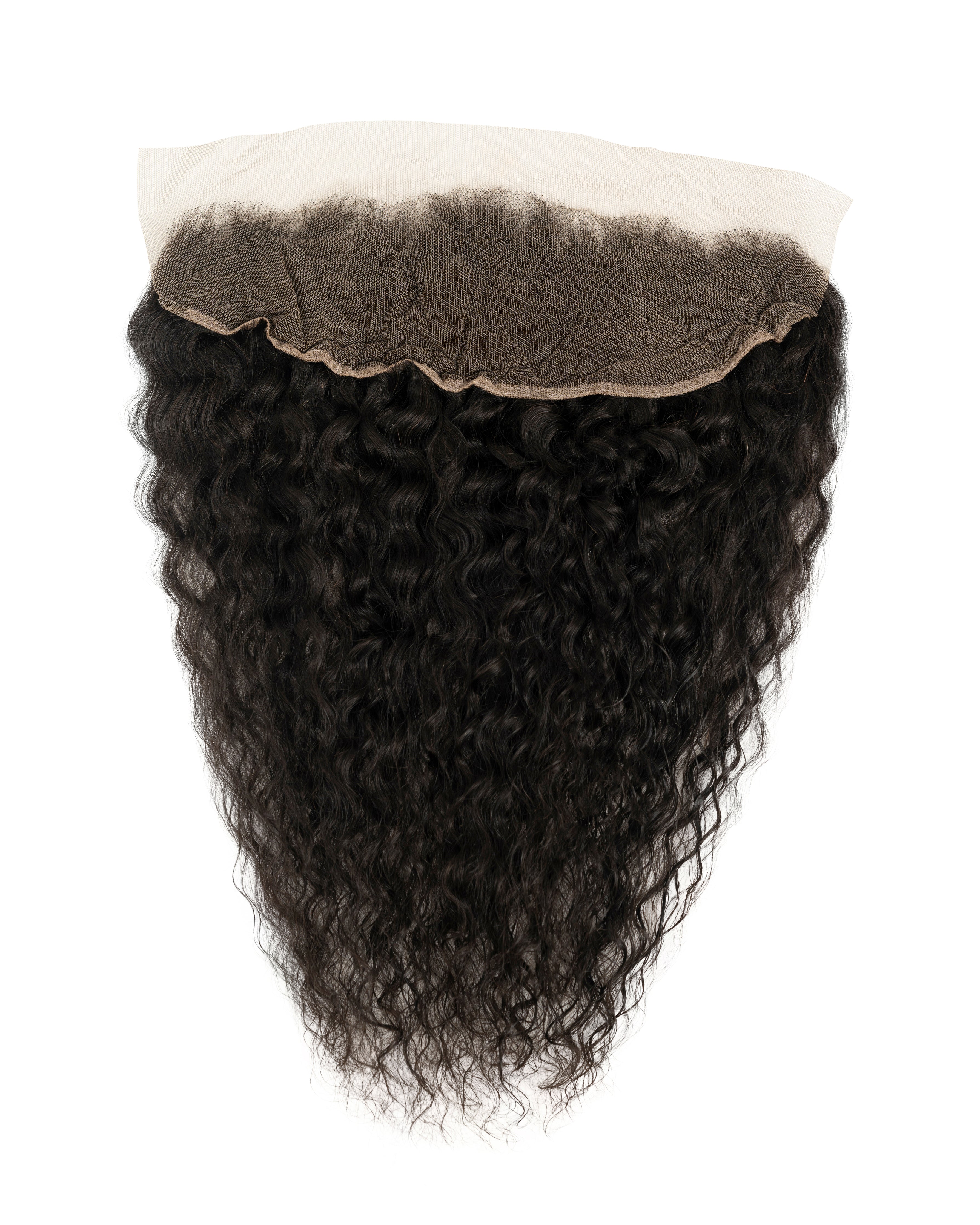 Brazilian curly human hair lace frontal with 13x4 lace