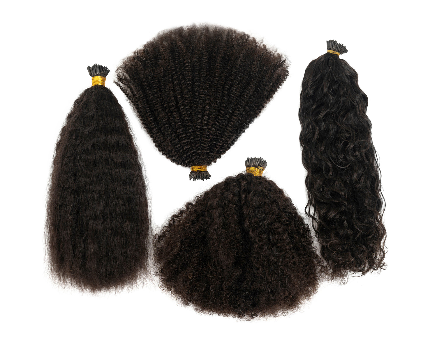 Kinky curly, kinky coarse,  and Brazilian curly microlinks I-tips extensions