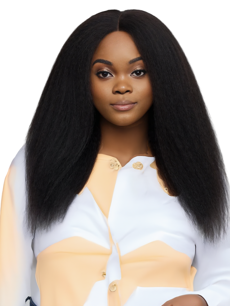 Kinky Straight Yaki Lace Front Glueless Wig 13x4/ 5x5