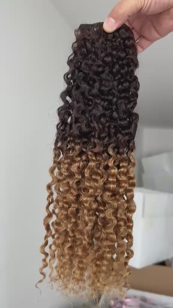 ombre honey blonde curly hair clip-ins