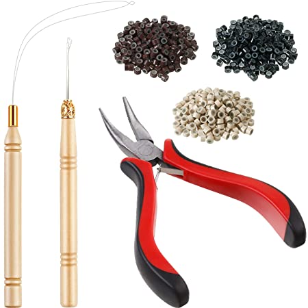 A microlinks extension kit with beads, needle hoop, and pliers