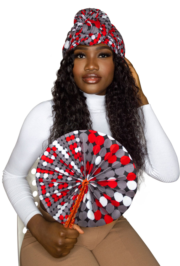 Kente/Ankara Turban Doughnut head wrap, fan and head band