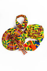 Kente/Ankara Turban Doughnut head wrap, fan and head band