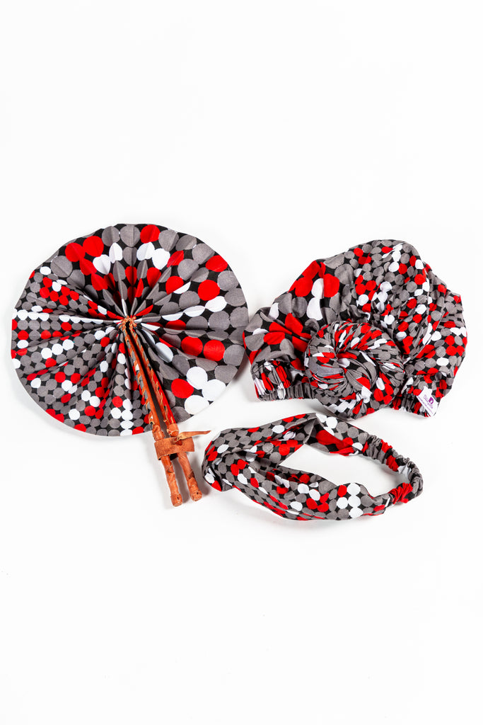 Kente/Ankara Turban Doughnut head wrap, fan and head band