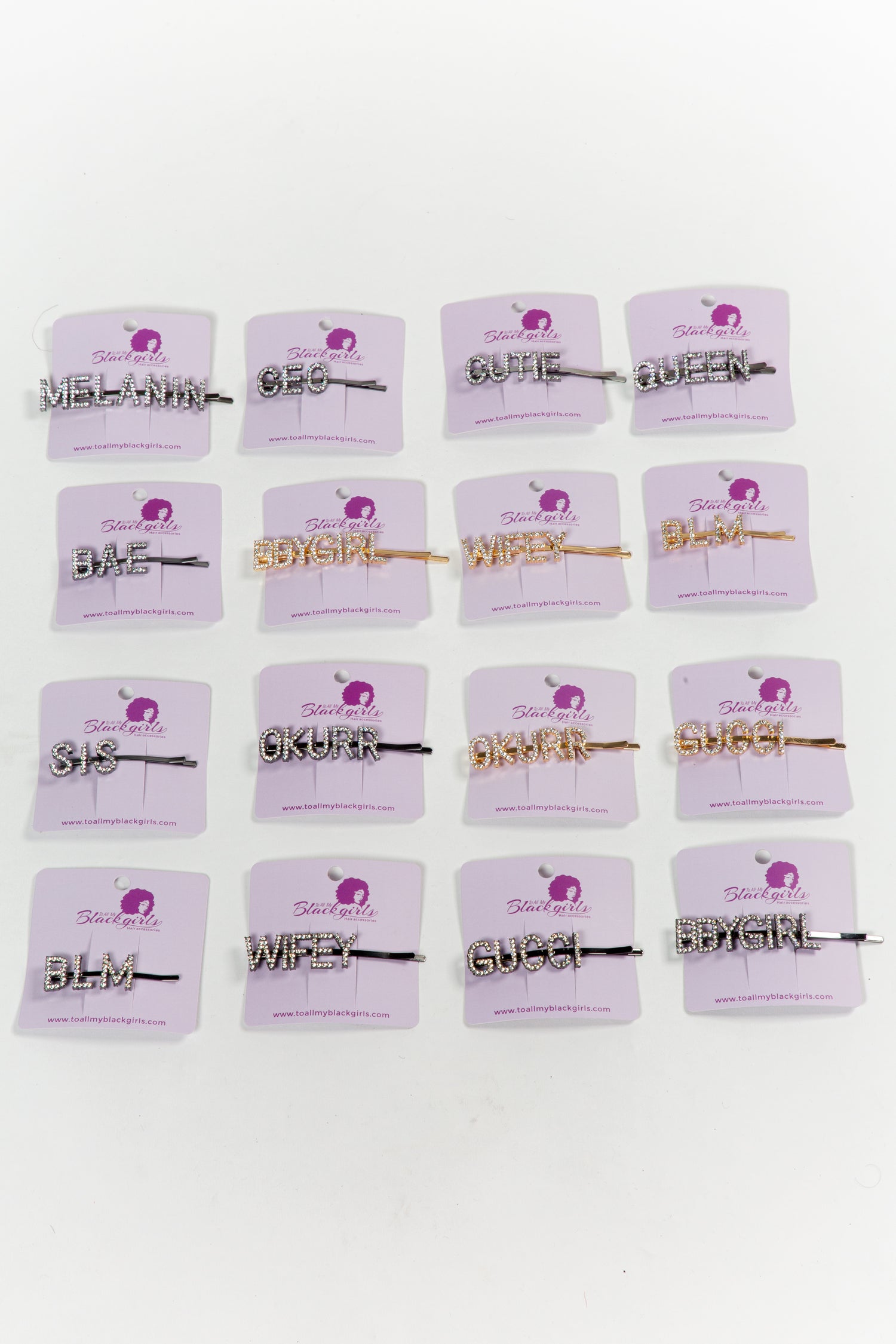 Word/Slogan Hair Clip Diamante Rhinestone  Bobby Pin (Non-Toxic Bling)