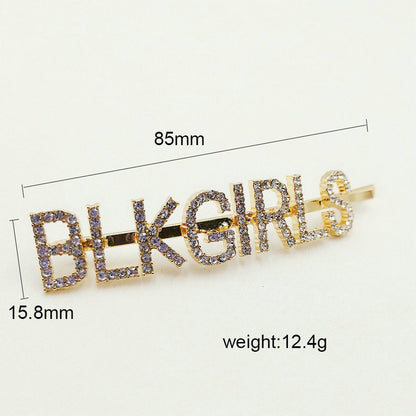 Word/Slogan Hair Clip Diamante Rhinestone  Bobby Pin (Non-Toxic Bling)