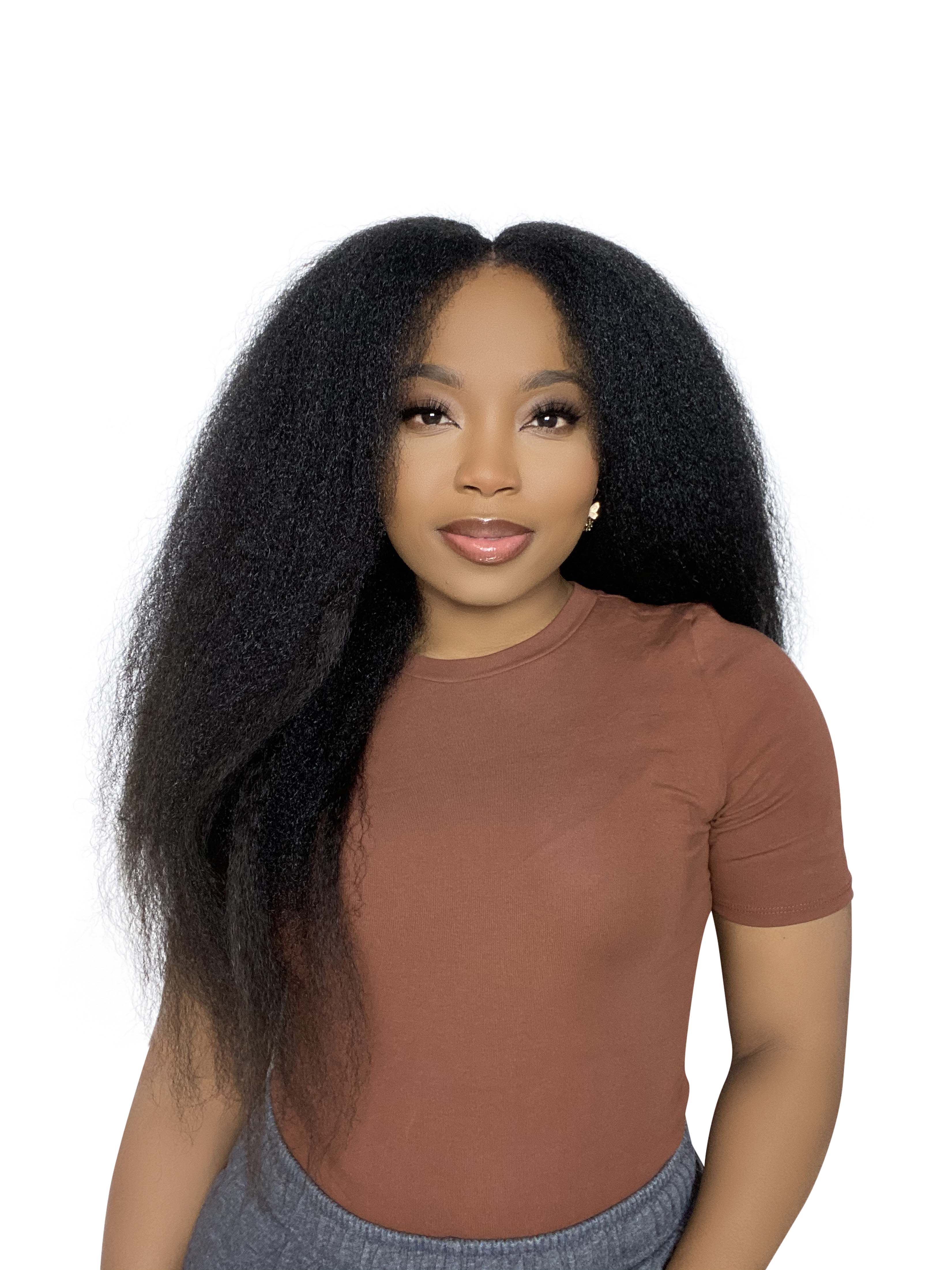 Kinky Straight Yaki U/V-Part Wig