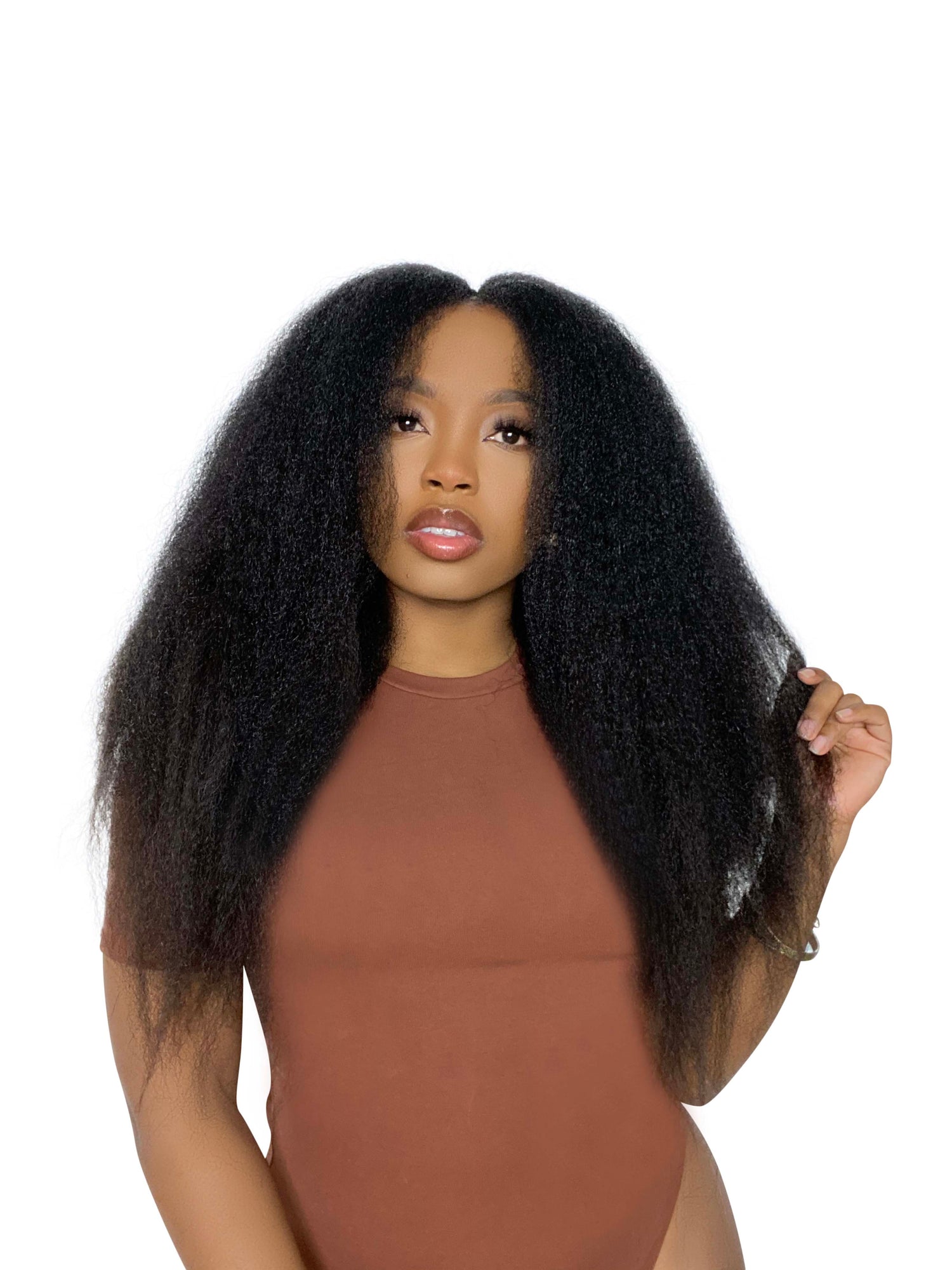 Kinky Straight Yaki U/V-Part Wig