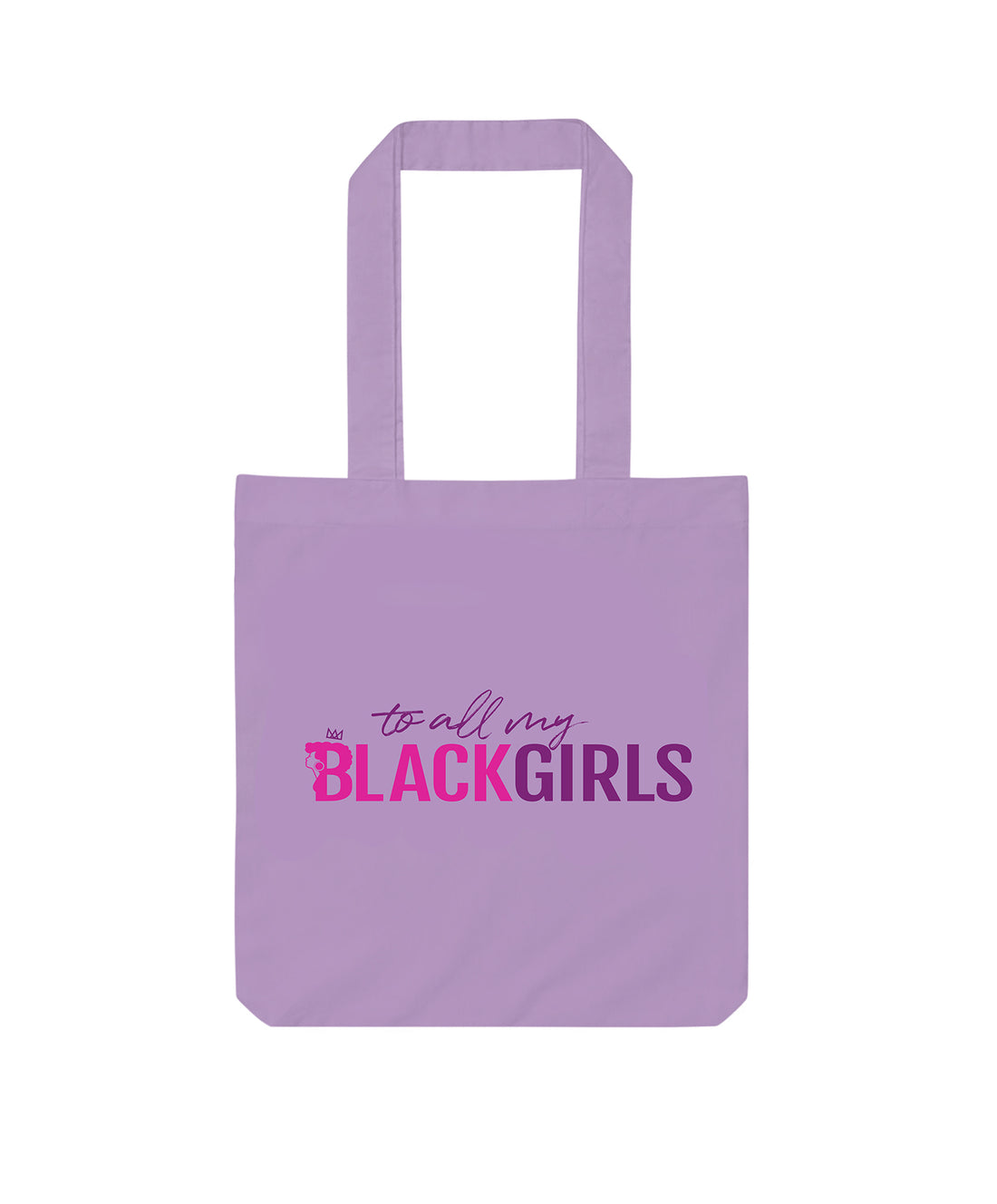 A purple tote bag with branded logo