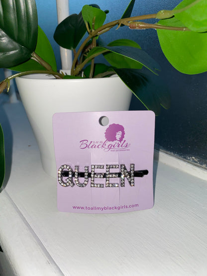 Word/Slogan Hair Clip Diamante Rhinestone  Bobby Pin (Non-Toxic Bling)