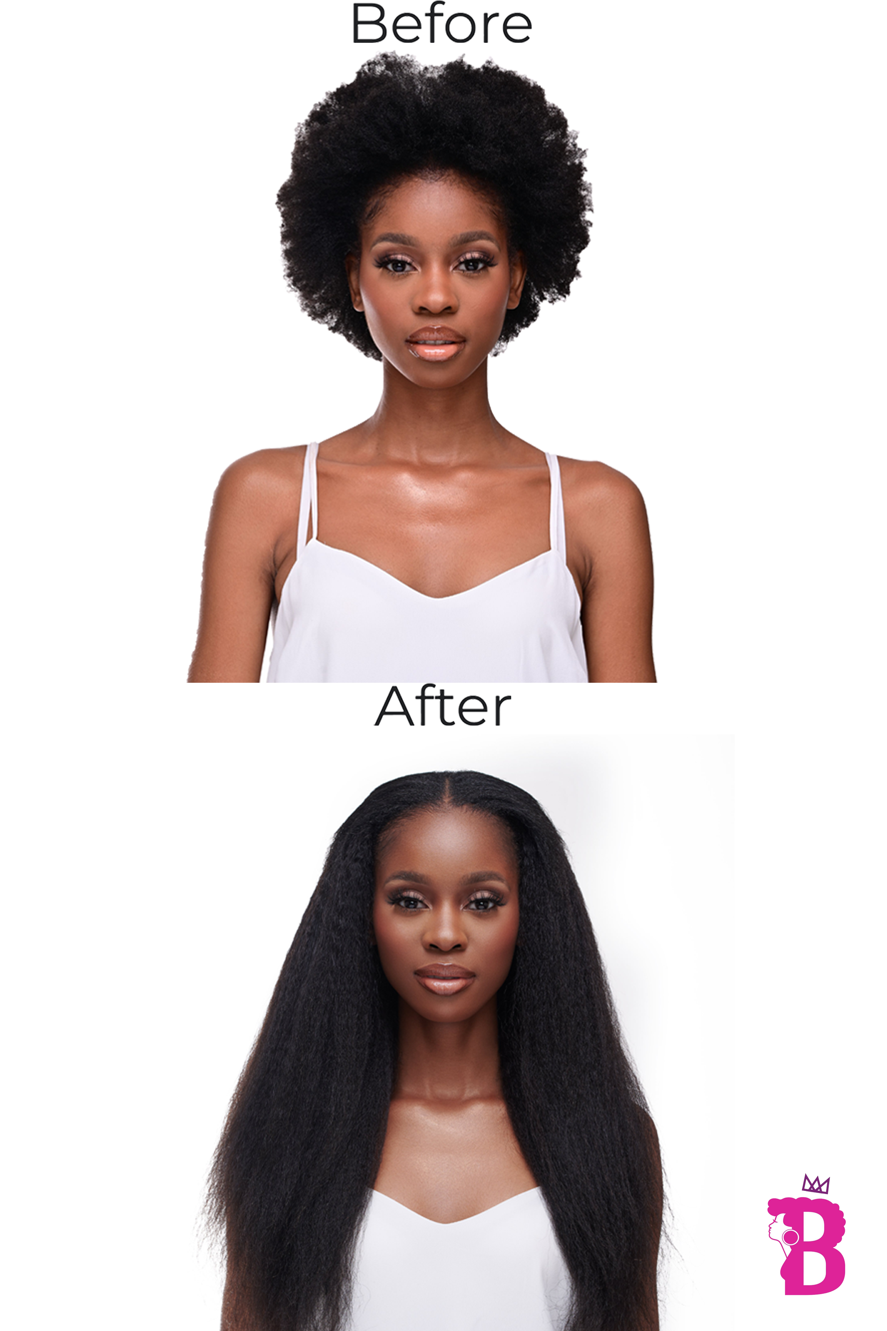 Kinky Straight Yaki U/V-Part Wig